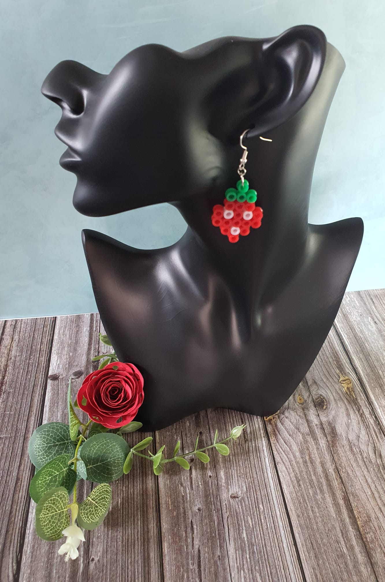 Strawberry Hama bead earrings