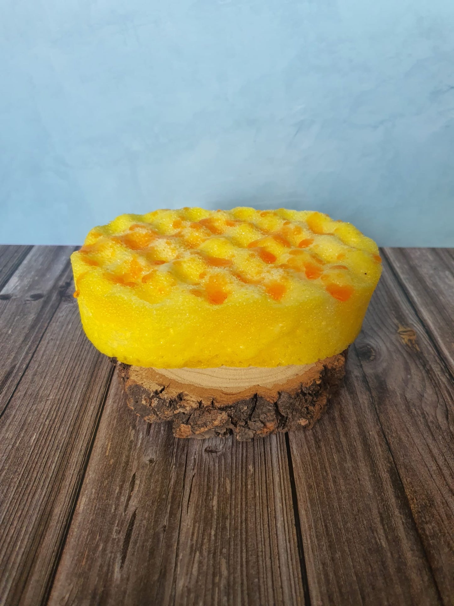 Handmade lemon exfoliating soap sponge