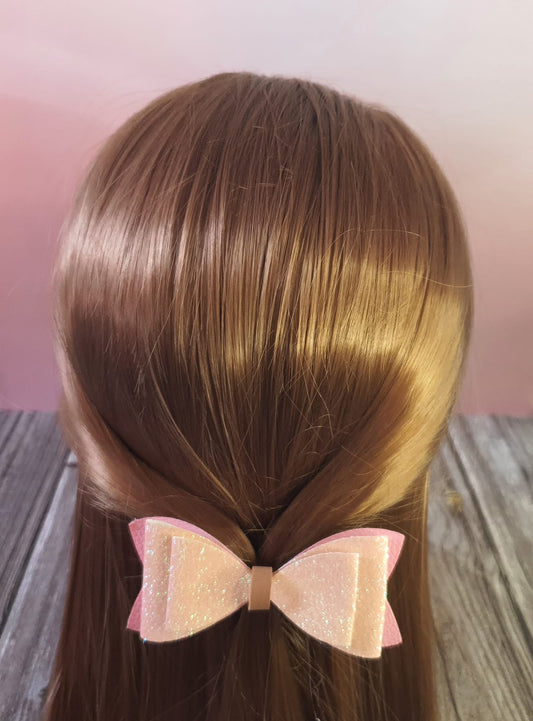 Pink glitter bow hairclip