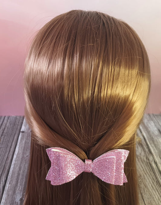Pink Glitter bow hairclip
