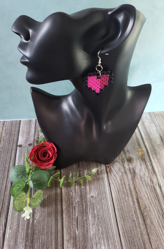 Heart Hama bead earrings