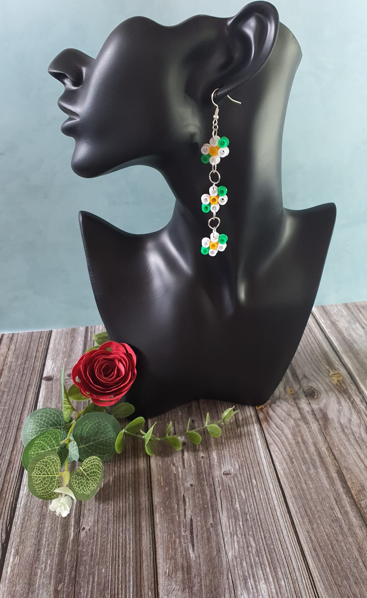 Daisy Hama bead earrings